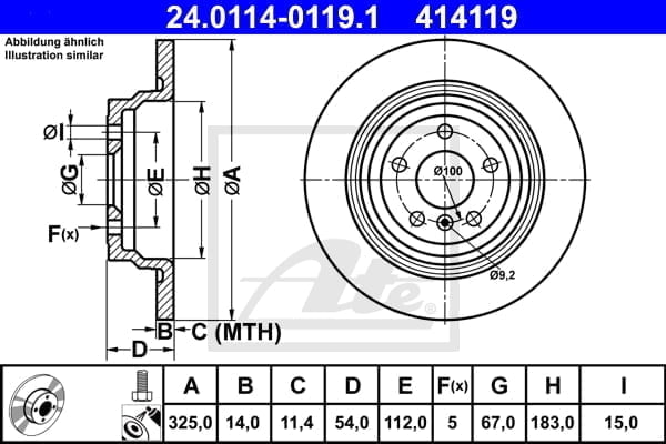 Disc frana spate ATE Mercedes-Benz M-Class W166 2011-2015 24.0114-0119.1 2 414119.jpg