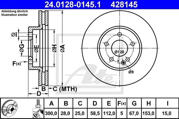 Disc frana fata ATE Mercedes-Benz Vito 2014-> 24.0128-0145.1 2 428145.jpg