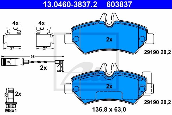 Set placute frana spate ATE Mercedes-Benz Sprinter 3-t 906 2006-> 13.0460-3837.2 2 603837.jpg
