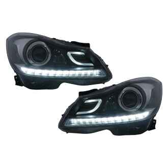 Faruri LED DRL Mercedes C-Class W204 S204 Facelift (2011-2014) Negru Semnal LED