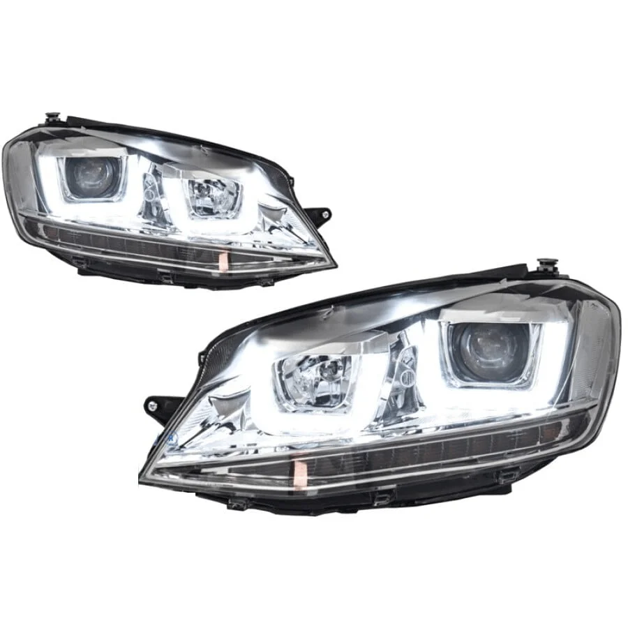 Set 2 faruri 3D LED compatibil cu VW Golf VII 2012 up R Line LED Turn Light Chrome 1 1