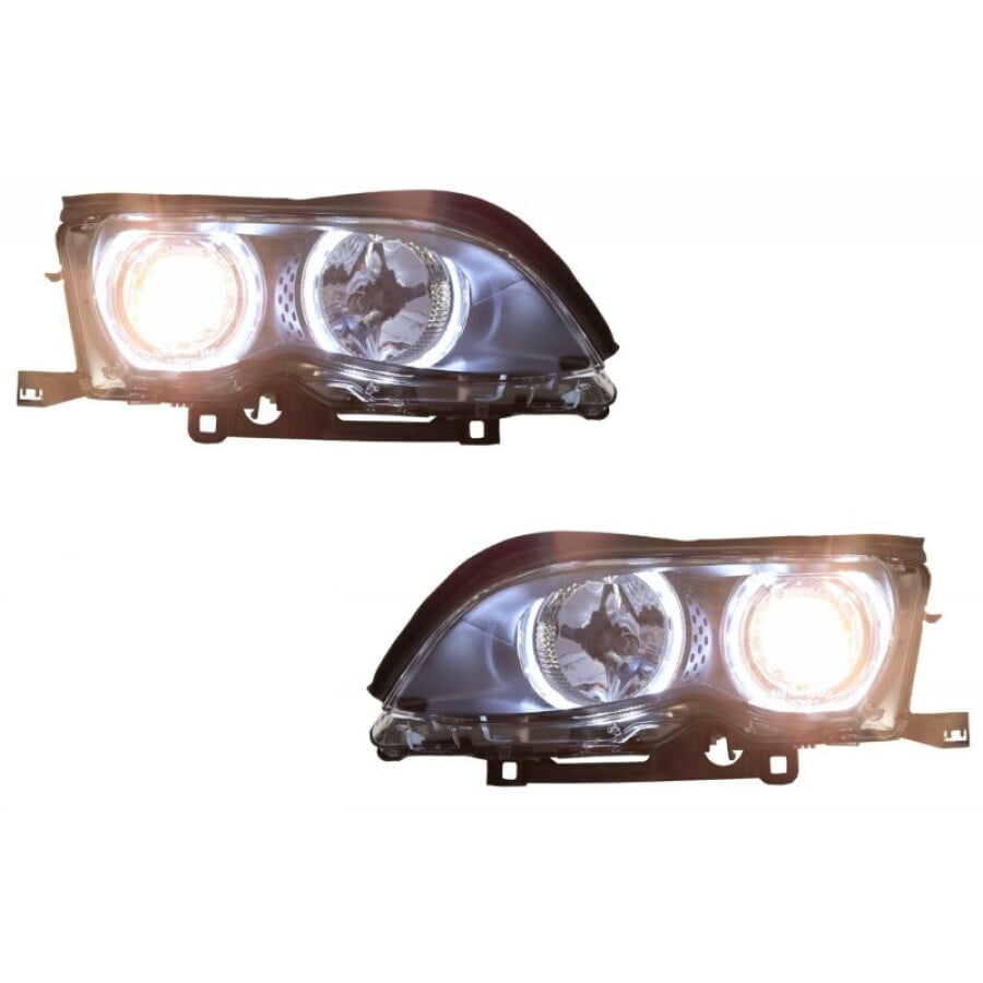 Set 2 faruri LED Angel Eyes compatibil cu BMW Seria 3 E46 09.2001 03.2005 Negru 1 1