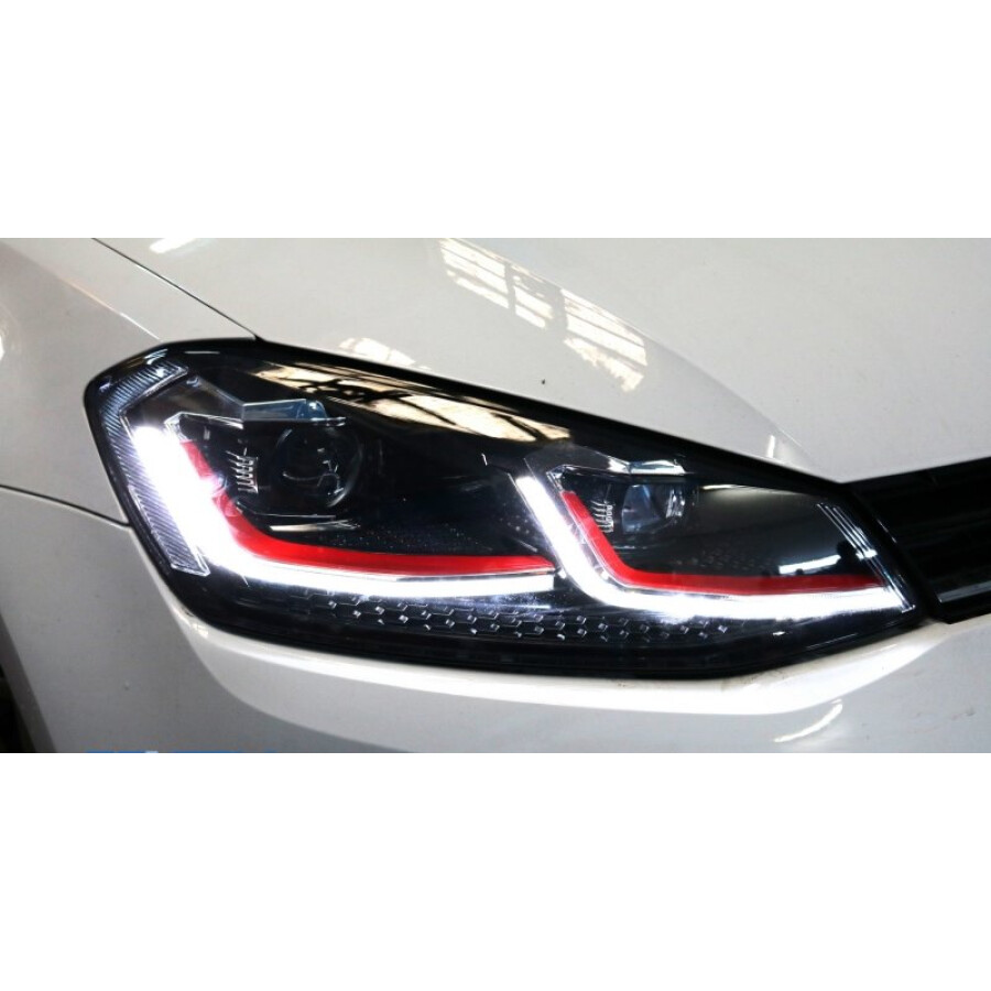 Set 2 faruri LED compatibil cu VW Golf 7 VII 2012 2017 Facelift G7.5 GTI Look cu Semnal Dinamic 1 1
