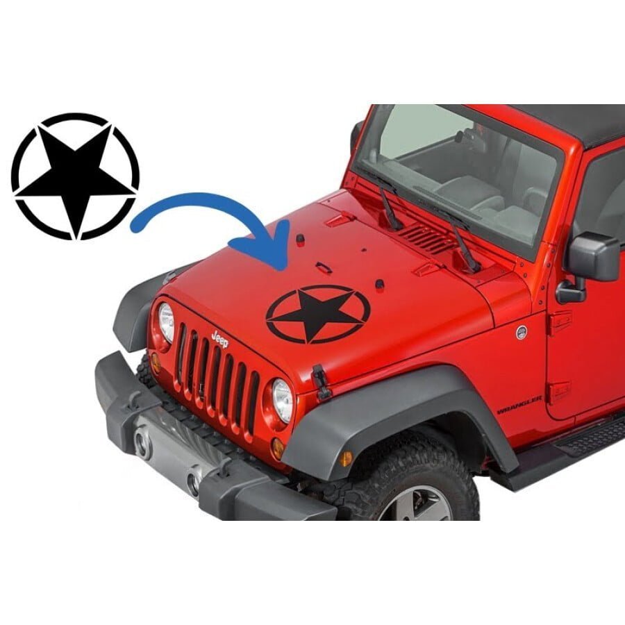 Sticker Stea Negru Universal compatibil cu Jeep SUV Camioane sau alte Autoturisme 1