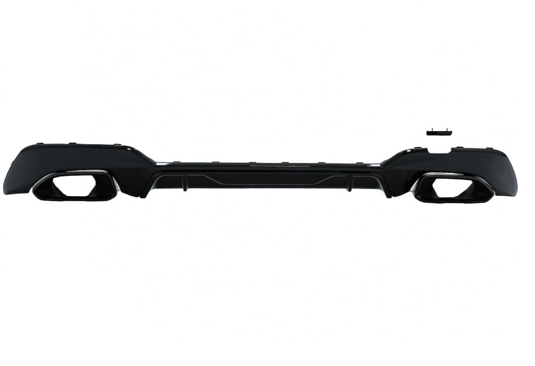 Difuzor Bara Spate Evacuare Dubla si Tobe Ornament compatibil cu BMW 3 Series G20 G28 Sedan G21 Touring (2019-up) M340i M Look Negru