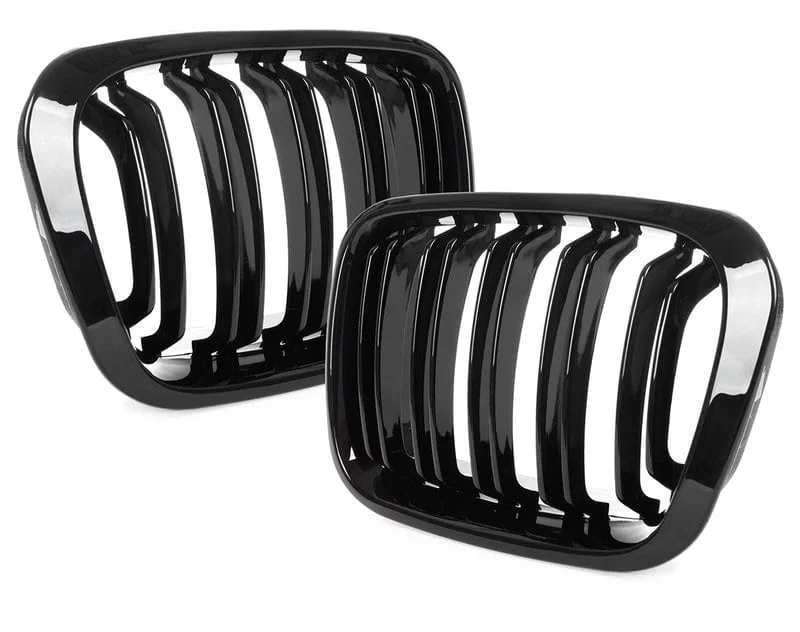 Grile duble radiator BMW seria 3 E46 1998-2001 non-facelift, negru lucios M-design