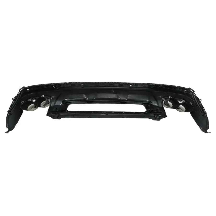 Difuzorul de aer cu evacuare dublă este fabricat din plastic de cea mai bună calitate, având un finisaj negru lucios și o inserție argintie. Ornamentele de evacuare sunt realizate din oțel inoxidabil de cea mai bună calitate, având un finisaj crom.