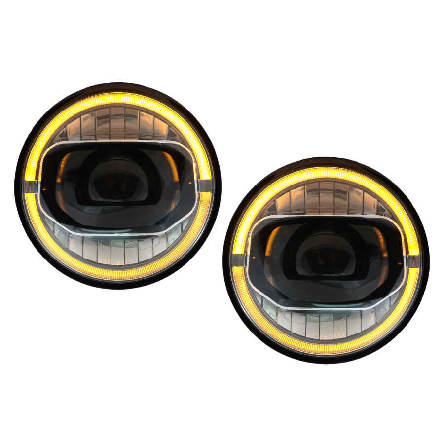 Faruri Full LED CREE DRL compatibil cu Jeep Wrangler JK (2007-2017) conversie la modelul din 2018+