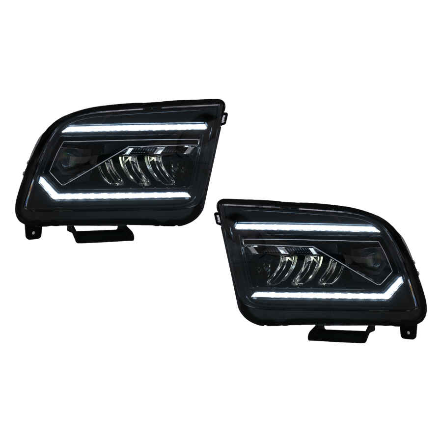 Faruri Full LED compatibil cu Ford Mustang V Pre-Facelift (2005-2009) Negru cu Semnal Dinamic Secvential
