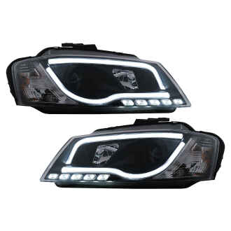 Faruri LED DRL compatibil cu Audi A3 8P Facelift Hatchback Sportback (2008-2012) Negru