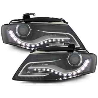 Faruri LED DRL compatibil cu Audi A4 B8 8K (04.2008-2011) cu Lumini de zi Integrate Negru