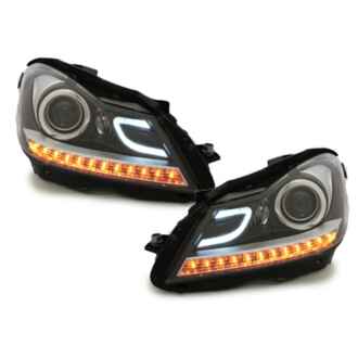 Faruri LED DRL compatibil cu Mercedes C-Class W204 S204 C204 Facelift (2011-2014) Negru