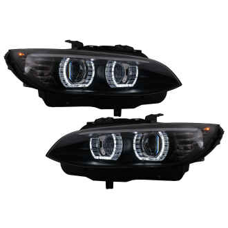 Faruri Xenon Angel Eyes compatibil cu BMW Seria 3 E92 E93 (2006-2010) 3D U-TYPE Negru