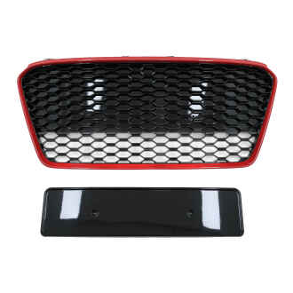 Grila Centrala compatibil cu Audi R8 42 (2013-2015) RS Design Negru Lucios/ Rosu