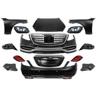 Kit Exterior Complet compatibil cu Mercedes S-Class W221 (2005-2013) Conversie Completa la W222 2018 Design