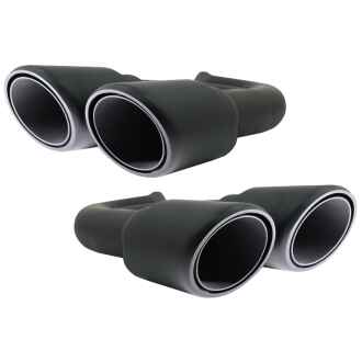 Ornamente Evacuare compatibil cu Porsche Cayenne 92A V6 (05/2010-09/2014) GTS Design Negru Mat