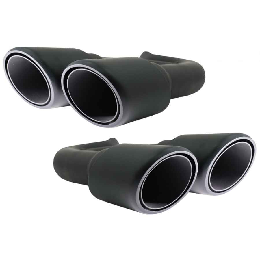 Ornamente Evacuare compatibil cu Porsche Cayenne 92A V6 (05/2010-09/2014) GTS Design Negru Mat
