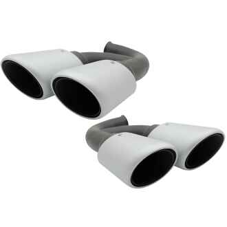 Ornamente Evacuare compatibil cu Porsche Cayenne 92A V6 V8 Diesel (05.2010-09.2014) GTS Design Matte Silver