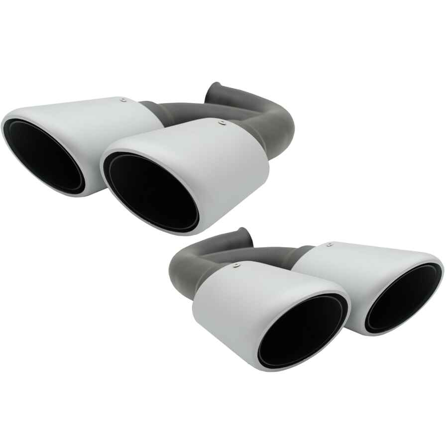 Ornamente Evacuare compatibil cu Porsche Cayenne 92A V6 V8 Diesel (05.2010-09.2014) GTS Design Matte Silver