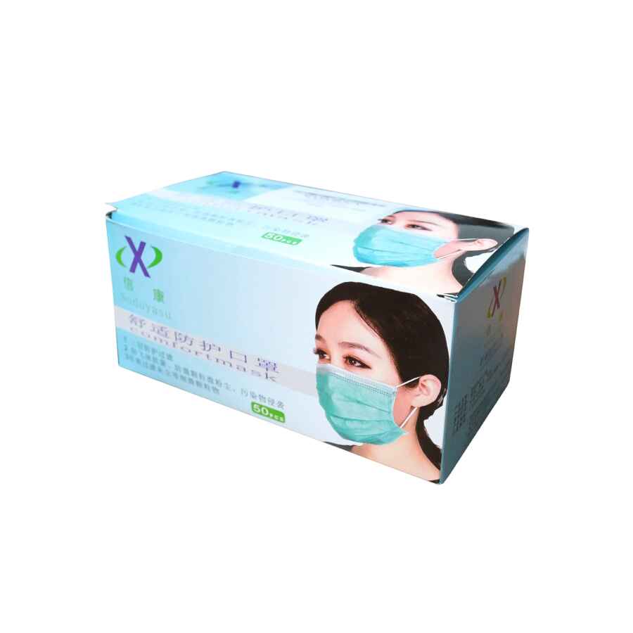 Pachet 50 masti de protectie de unica folosinta cu 3 pliuri 3 straturi cu banda de fixare 2