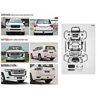 Pachet Exterior Complet compatibil cu TOYOTA Land Cruiser J200 (2008-2016) Conversie la LC300 2021 Design