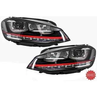 RHD Faruri 3D LED compatibil cu VW Golf 7 VII (2012-2017) R20 GTI Design Semnal Dinamic LED