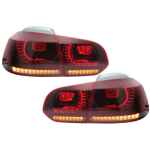 Stopuri Full LED compatibil cu VW Golf 6 VI (2008-2013) R20 Design Rosu Fumuriu cu Semnal Dinamic