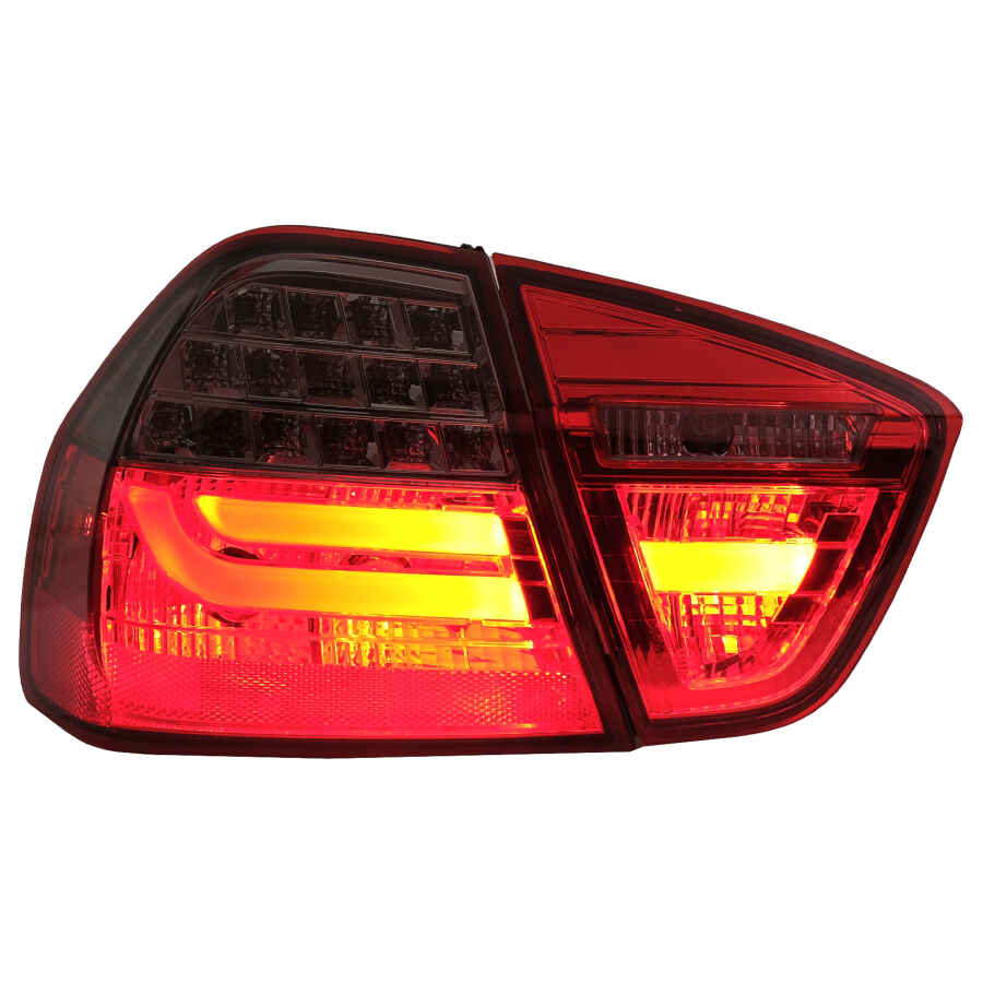 Stopuri LED Light Bar LCI Design compatibil cu BMW E90 Seria 3 Limuzina 2005 2008 Rosu Fumuriu 1