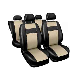 Huse scaune auto universale fata-spate piele ecologica negru cu crem