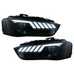 Faruri LED DRL compatibil cu Audi A4 B8.5 Facelift (2012-2015) Negru Semnal Dinamic