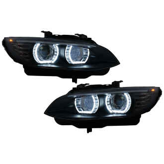 Faruri Xenon Angel Eyes compatibil cu BMW Seria 3 E92 E93 (2006-2010) 3D Negru
