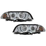 Faruri Angel Eyes compatibil cu BMW Seria 3 E46 Sedan Touring (05.1998-08.2001) Crom