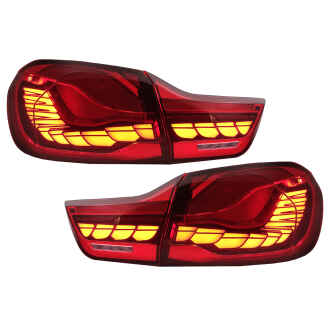 Stopuri OLED compatibil cu BMW Seria 4 F32 F33 F36 M4 F82 F83 (2013-03.2019) Rosu Clar cu Semnal Dinamic Secvential