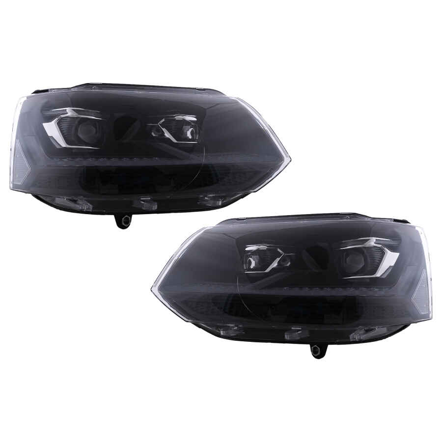 Faruri Full LED compatibil cu VW Transporter Caravelle Multivan T5 Facelift 2010 2015 Negru 1