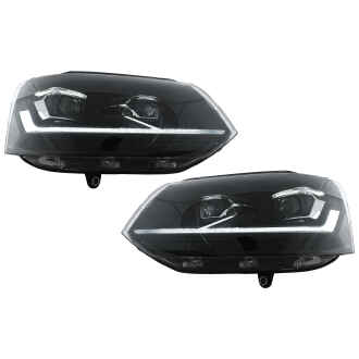 Faruri Full LED compatibil cu VW Transporter Caravelle Multivan T5 Facelift (2010-2015) Negru