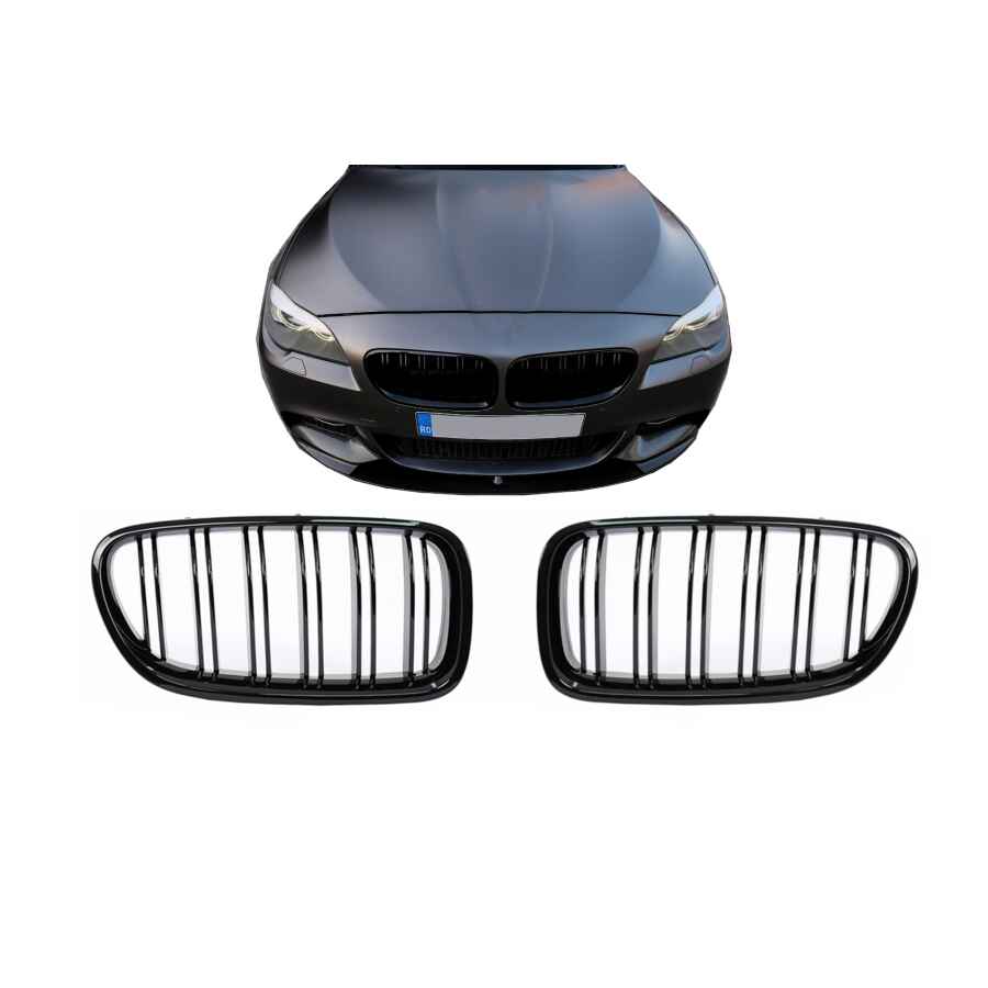Grile Centrale compatibil cu BMW Seria 5 F10 F11 Limuzina Touring (2010-2017) Negru Lucios M Design