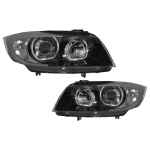 Faruri Angel Eyes compatibil cu BMW Seria 3 E90 Sedan E91 Touring (03.2005-2011) Negru