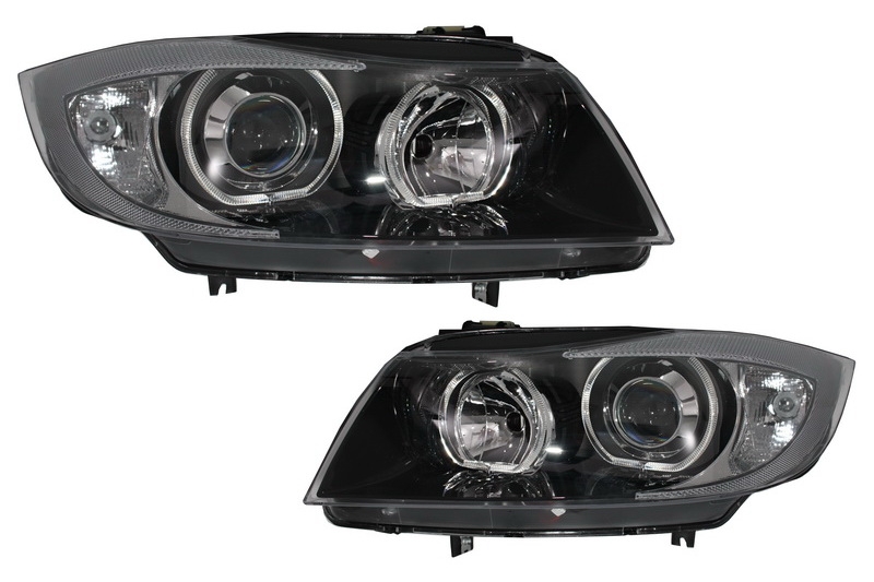 Faruri Angel Eyes compatibil cu BMW Seria 3 E90 Sedan E91 Touring (03.2005-2011) Negru Faruri Angel Eyes compatibil cu BMW Seria 3 E90 Sedan E91 Touring (03.2005-2011) Negru