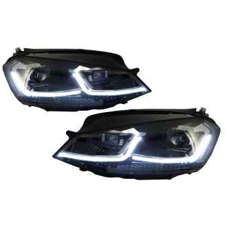 Faruri LED RHD compatibil cu VW Golf 7 VII (2012-2017) Facelift G7.5 R Line Look cu Semnal Dinamic