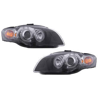 Faruri compatibile cu Audi A4 B7 (11.2004-03.2008) Angel Eyes Negru
