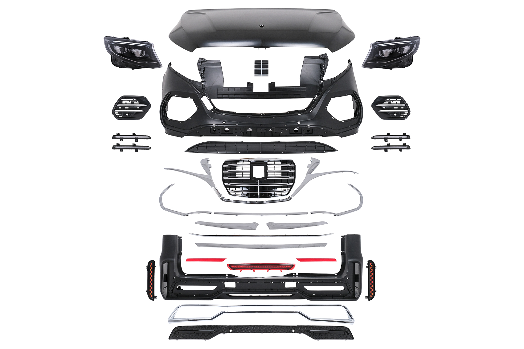 Kit Exterior Complet compatibil cu Mercedes V-Class W447 (2014-2023) Conversie la 2024 Design Kit Exterior Complet compatibil cu Mercedes V-Class W447 (2014-2023) Conversie la 2024 Design