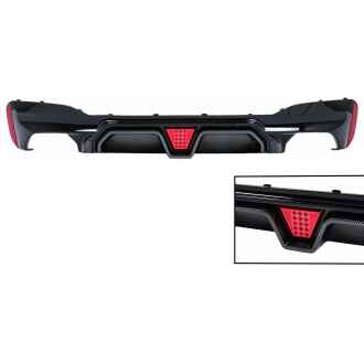 Difuzor Bara Spate cu LED compatibil cu BMW Seria 5 G30 G31 (2017-2024) M5 Design Negru Lucios cu Insertie Carbon